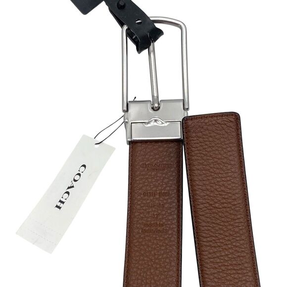 NWT COACH 91311 Harness Buckle Cut to Size Belt, Men’s Size 42 MM Black/Brown - Picture 9 of 16